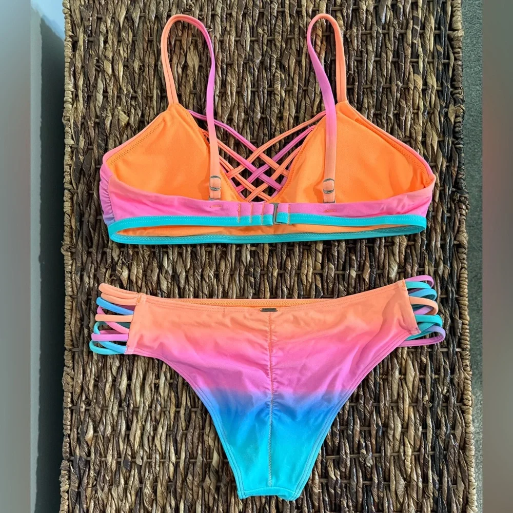 Hollister Orange and Pink Bikini Set - Picture 2 of 3